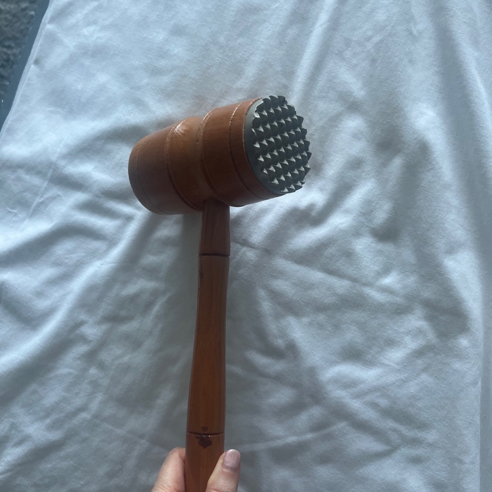 Large Vintage Wooden Meat Tenderizer MALLET 12" LONG